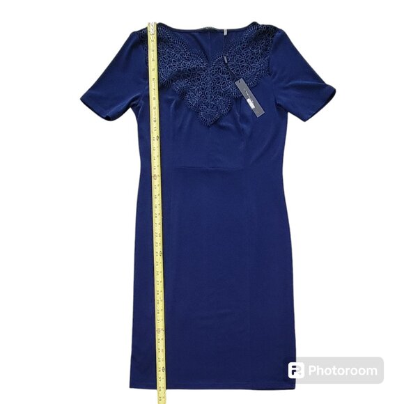 Tahari Lila Dress Blue Dusk Short Sleeve Cocktail Dress NEW NWT Size 6 - Picture 8 of 14